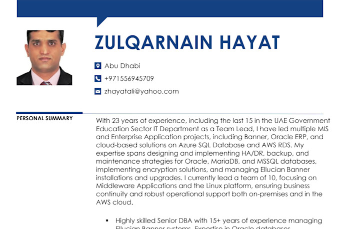 do the postgresql,oracle,mssql server dba support, ellucian banner,AWS